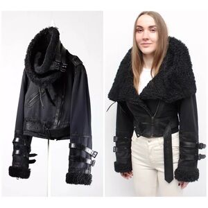 Burberry Prorsum Quilted Shearling Leather Aviator Bomber Jacket‎ 42